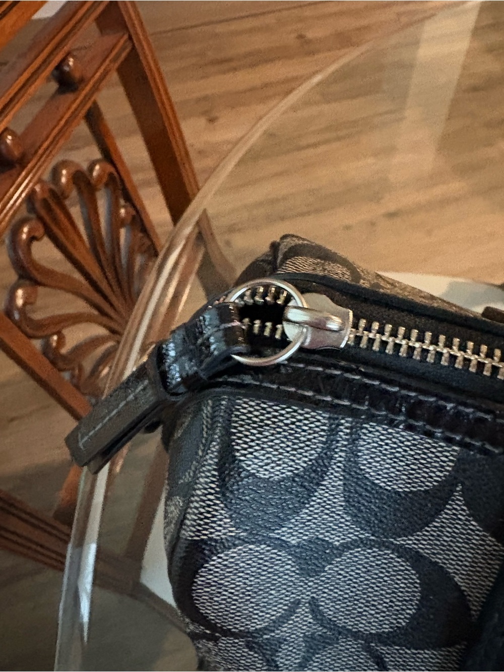 🖤🩶COACH SIGNATURE STRIPE GREY/BLACK MONOGRAM TOTE/SATCHEL BAG!🖤🩶 - Picture 6 of 9